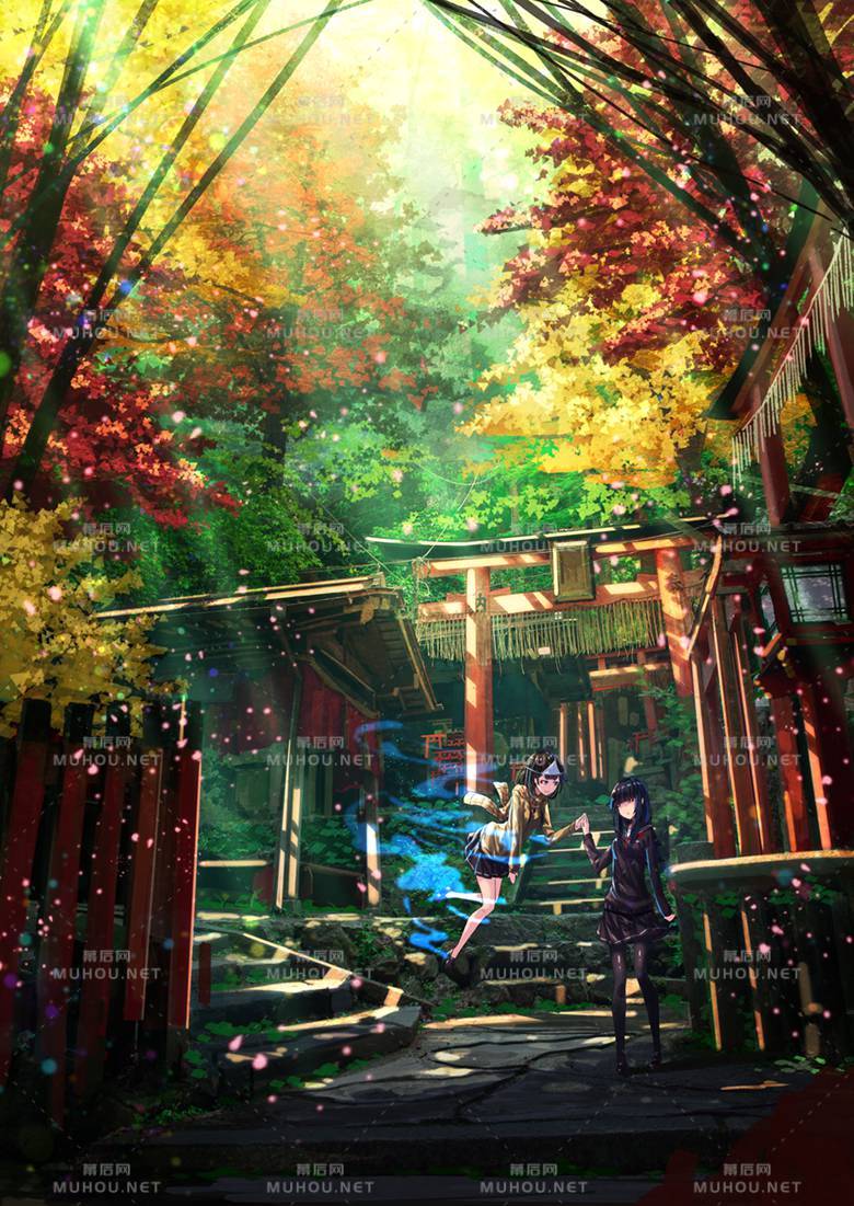 祭祀神灵的日式神社风景插画作品插图2 祭祀神灵的日式神社风景插画作品插图2