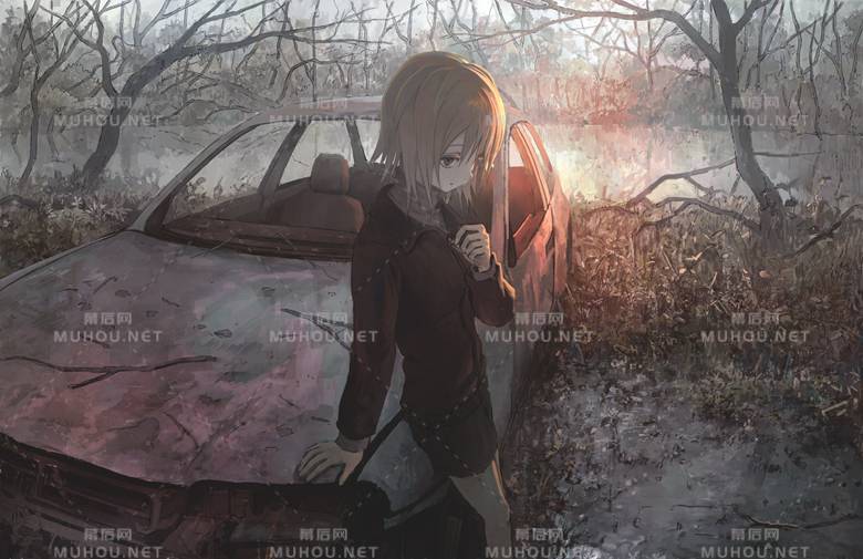 荒郊野外那辆报废的汽车插画作品插图2 荒郊野外那辆报废的汽车插画作品插图2