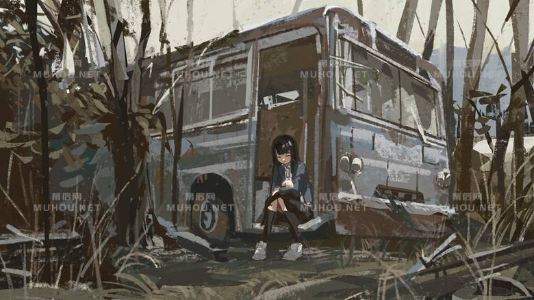 荒郊野外那辆报废的汽车插画作品插图3 荒郊野外那辆报废的汽车插画作品插图3