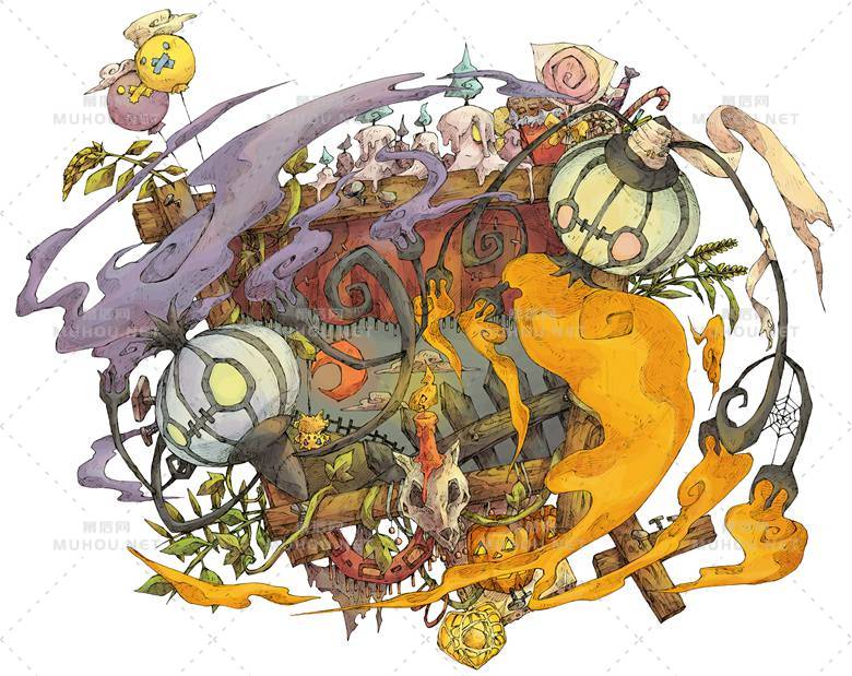 万圣节时的魔女与南瓜插画作品插图5 万圣节时的魔女与南瓜插画作品插图5
