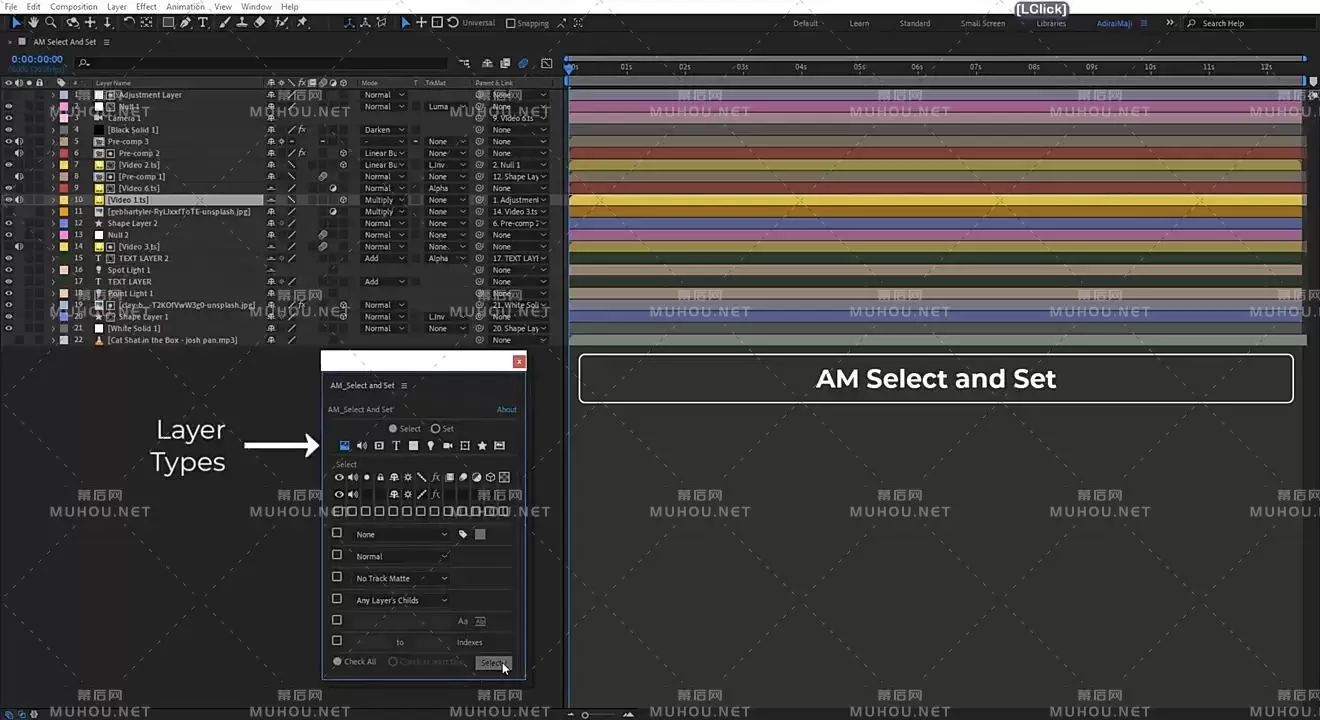AM Select And Set V1.0 AE脚本(快速选择更改图层属性)Win/Mac 破解版下载+视频教程插图 AM Select And Set V1.0 AE脚本(快速选择更改图层属性)Win/Mac 破解版下载+视频教程插图