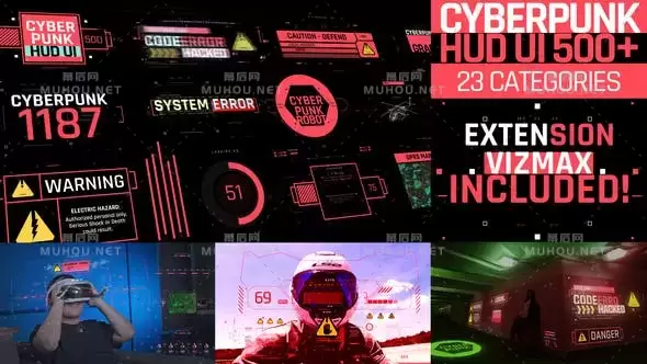 500个高科技感UI界面HUD元素动画预设AE视频模板素材+VizMax Assets Viewer脚本 Cyberpunk HUD UI 500+插图 500个高科技感UI界面HUD元素动画预设AE视频模板素材+VizMax Assets Viewer脚本 Cyberpunk HUD UI 500+插图