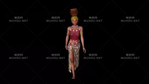 非洲女孩步行African Girl Walk Loop视频素材带Alpha通道插图 非洲女孩步行African Girl Walk Loop视频素材带Alpha通道插图