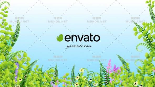 绿色清新大自然LOGO标志开场片头AE视频模板素材 Nature Logo Reveal