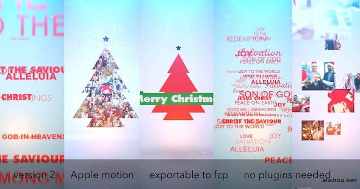 圣诞树文字组成logo标志介绍Typo & Video Christmas Logo Intro视频FCPX模板