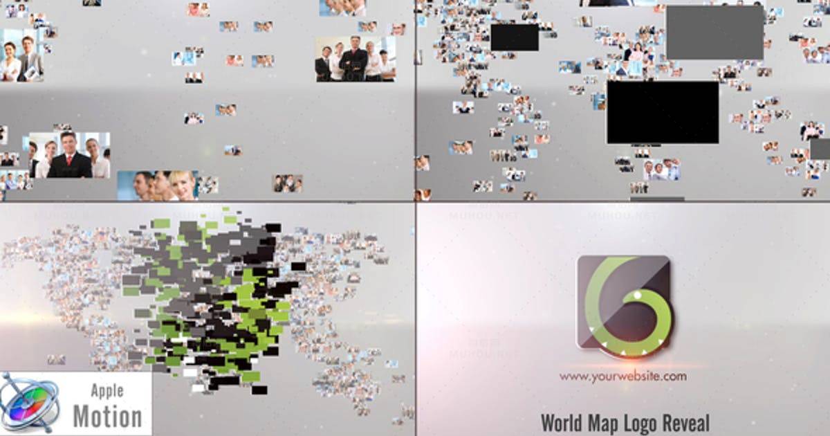 企业世界标志logo汇聚运动Corporate World Logo - Apple Motion视频FCPX模板