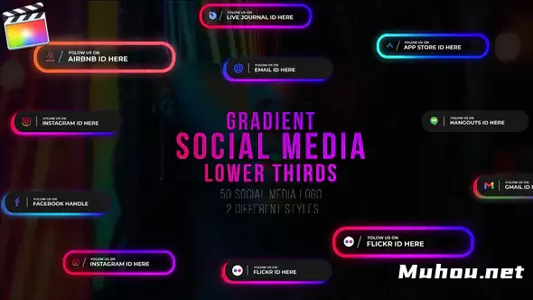 渐变社交媒体发光渐变字幕条Gradient Social Media Lower Thirds视频FCPX模板插图 渐变社交媒体发光渐变字幕条Gradient Social Media Lower Thirds视频FCPX模板插图