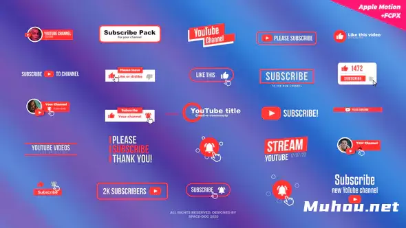 订阅标题包动力标题栏Subscribe Titles Pack视频FCPX模板插图 订阅标题包动力标题栏Subscribe Titles Pack视频FCPX模板插图