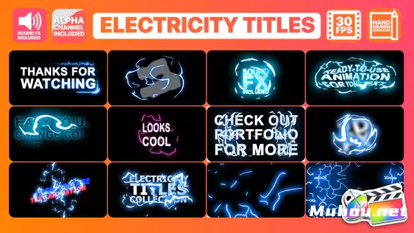 超酷二次元电流动画标题素材Electricity Titles Collection视频FCPX模板插图 超酷二次元电流动画标题素材Electricity Titles Collection视频FCPX模板插图
