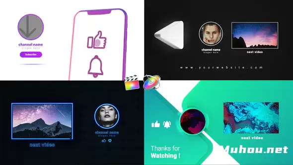 Youtube端卡包收回动画Youtube Endcards Pack视频FCPX模板插图 Youtube端卡包收回动画Youtube Endcards Pack视频FCPX模板插图