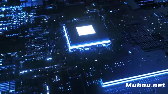 PCB上发光的计算机芯片Glowing Computer Chip on PCB视频素材插图 PCB上发光的计算机芯片Glowing Computer Chip on PCB视频素材插图