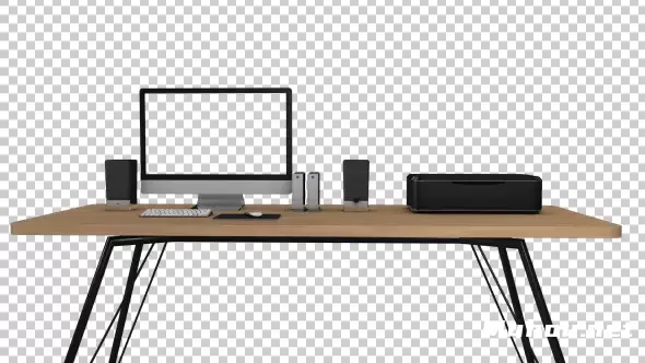 计算机与桌子上的数码设备luma matteComputer With Luma Matte视频素材插图 计算机与桌子上的数码设备luma matteComputer With Luma Matte视频素材插图