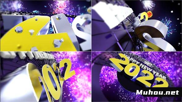 2022三维立体新年春节LOGO标题开场片头动画AE视频模板素材 New Year
