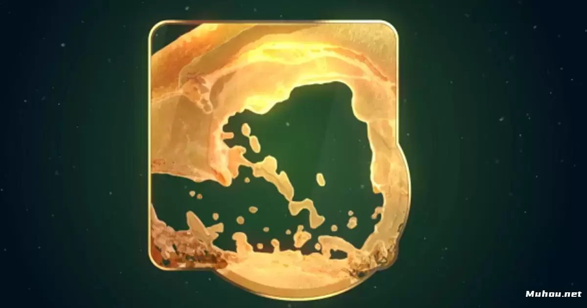 AE模版-3D金色水液体灌注logo标志Golden Water Logo
