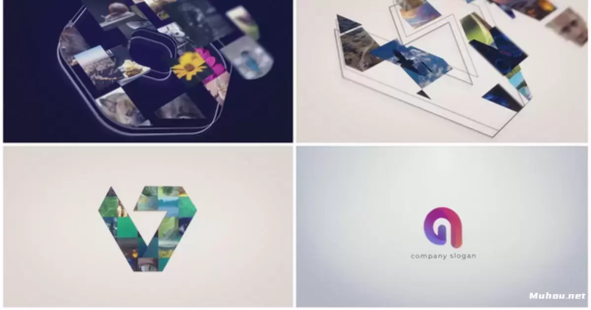 素描马赛克拼接logo标志揭示AE模版Sketch Mosaic Logo Reveal