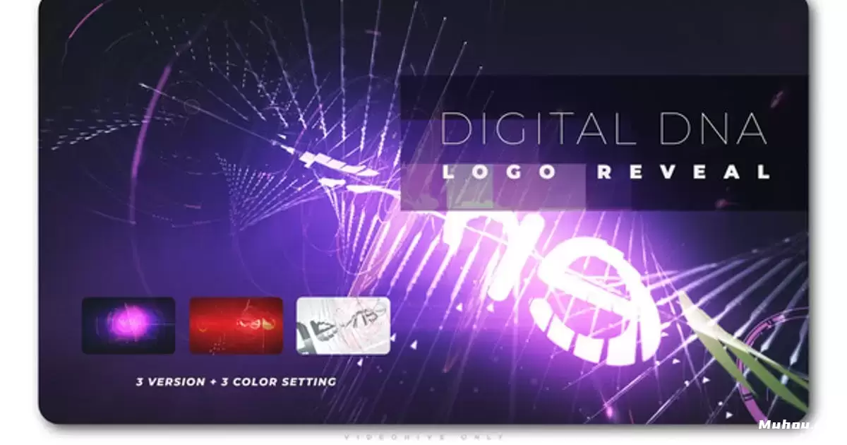 数字DNA标志揭示AE模版Digital DNA Logo Reveal