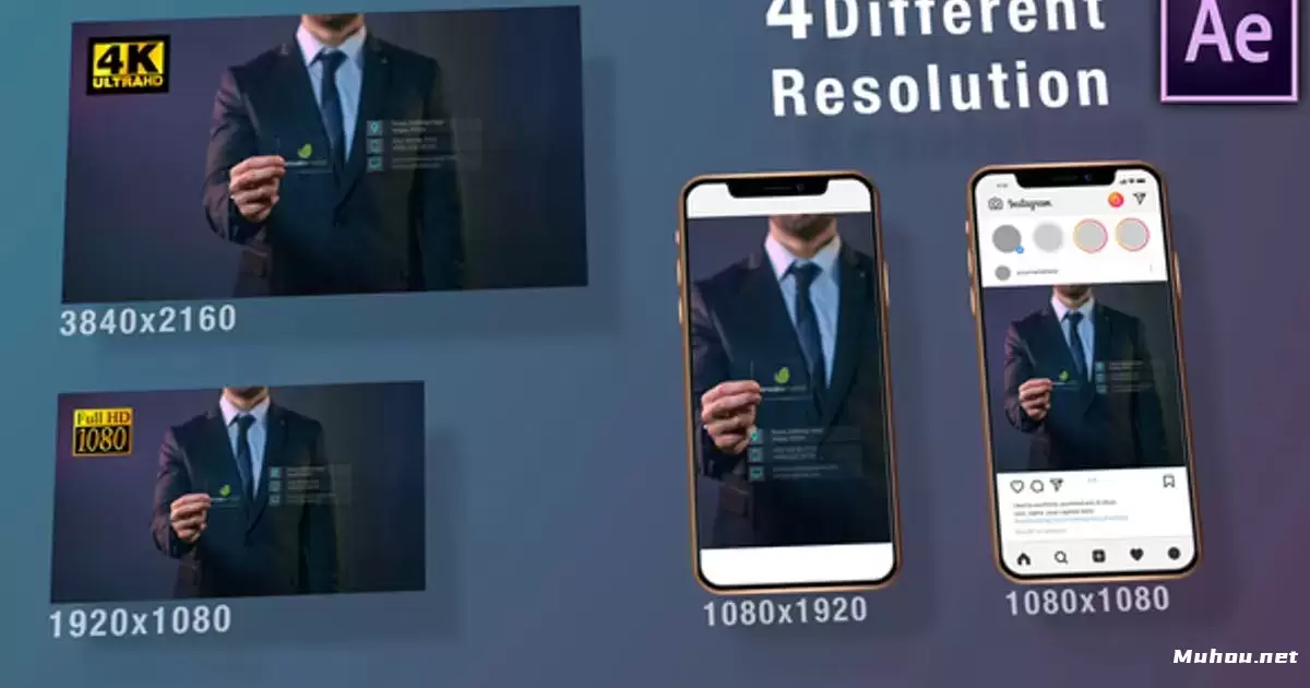 名片卡片个人介绍AE模版Business Card