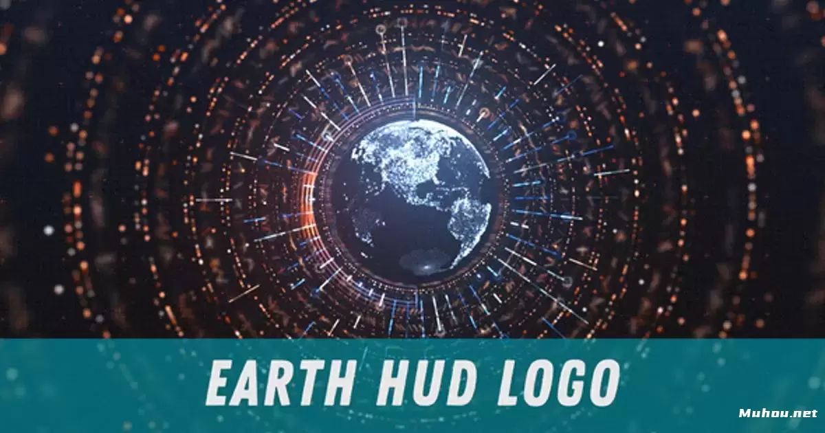 地球HUD科技感显示器logo标志AE模版Earth HUD Logo