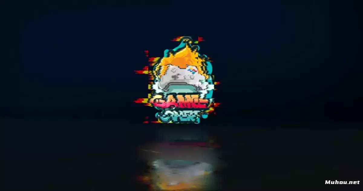 信号干扰反射logo标志显示AE模版Glitch Reflection Logo Reveal