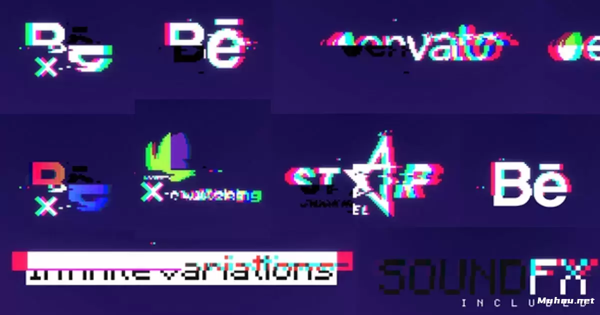8位毛刺logo标志揭示AE模版8bit Glitch Logo Reveal