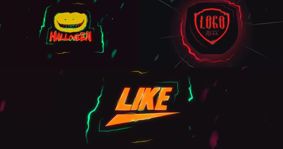 电流发光边框环绕logo标志揭示AE模版Flash Logo Reveal