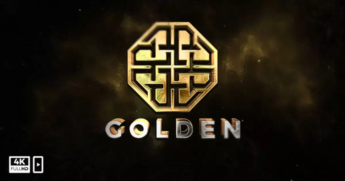 金色立体三维结构logo标志标题AE模版Gold Logo Title