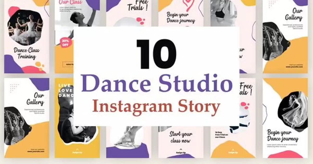 舞蹈工作室ins照片故事AE模版Dance Studios Instagram Stories