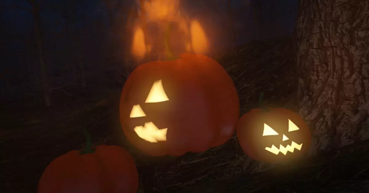 万圣节南瓜头森林logo标志AE模版Halloween Forest Logo