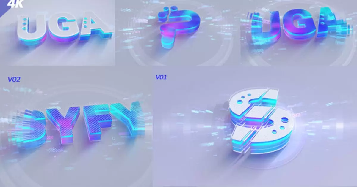 优雅白色透明logo标志耀斑3D AE模版Logo Intro Elegance Flare Reveal White 3D