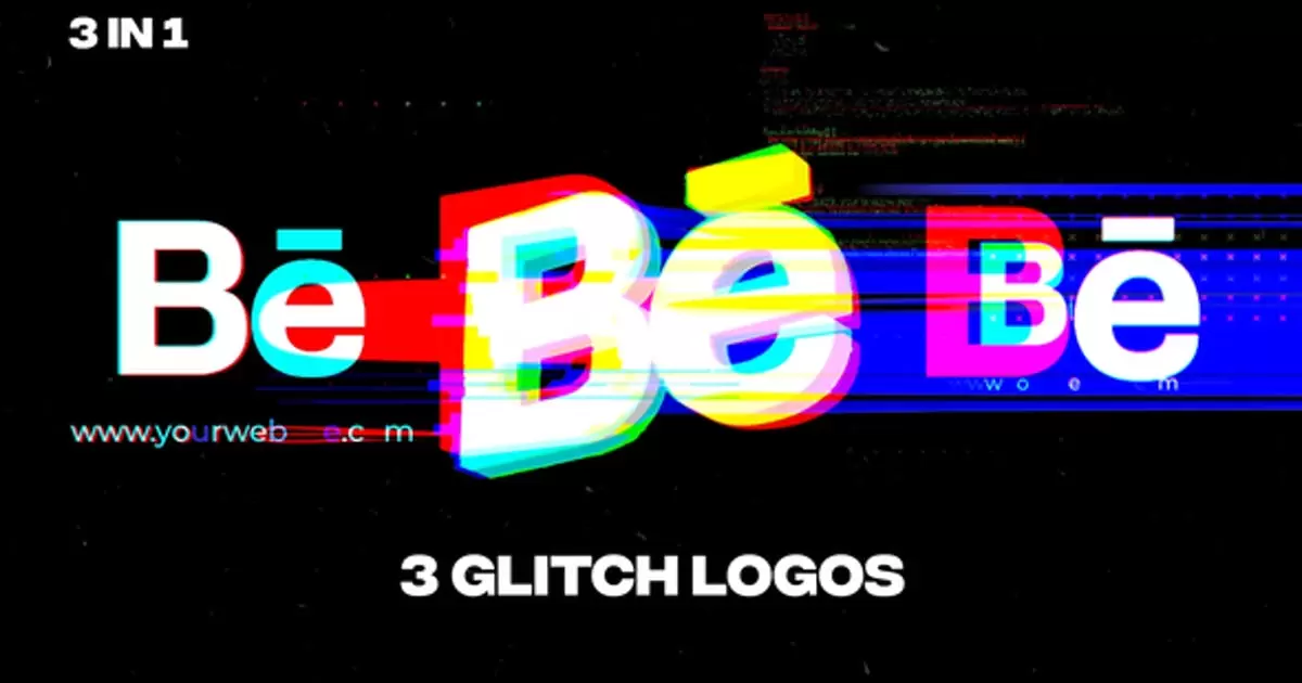 rgb色彩飘逸失真logo标志AE模版Glitch Logos