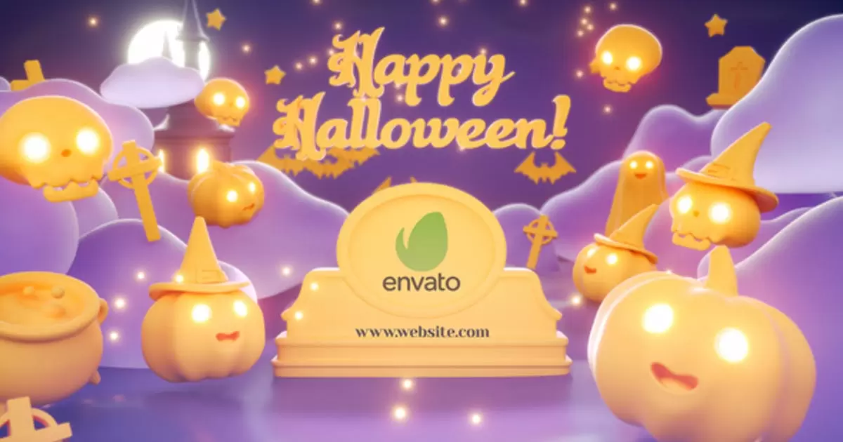 万圣节倒计时标志揭晓AE模版Halloween Countdown Logo Reveal