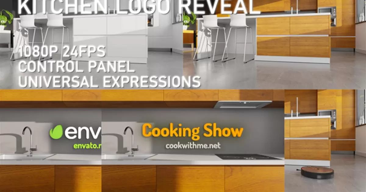 厨房中的logo标志显露AE模版Kitchen Logo Reveal