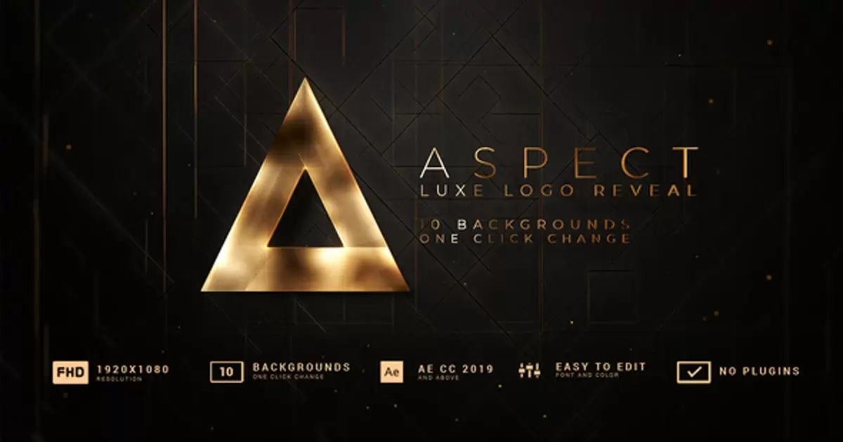 华丽金属光泽logo标志揭示AE模版Aspect | Logo Reveal