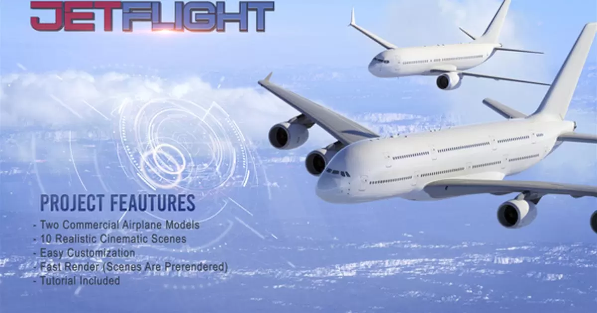 喷气飞行航空公司logo印制AE模版Jet Flight