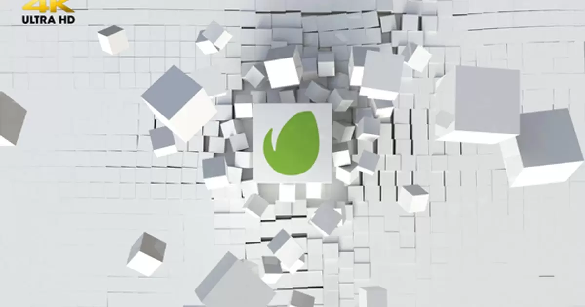 立方爆炸logo标志破墙而出AE模版Cubic Explosion Logo