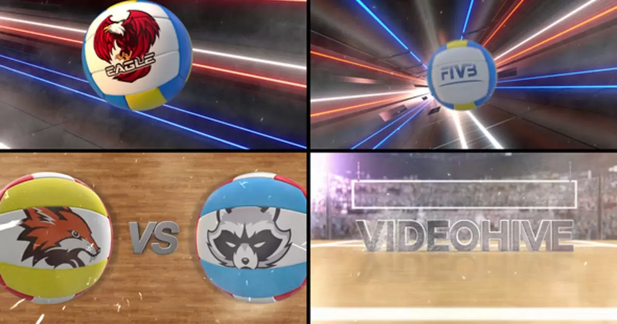 排球体育运动logo标志显露AE模版Volleyball Logo Reveal