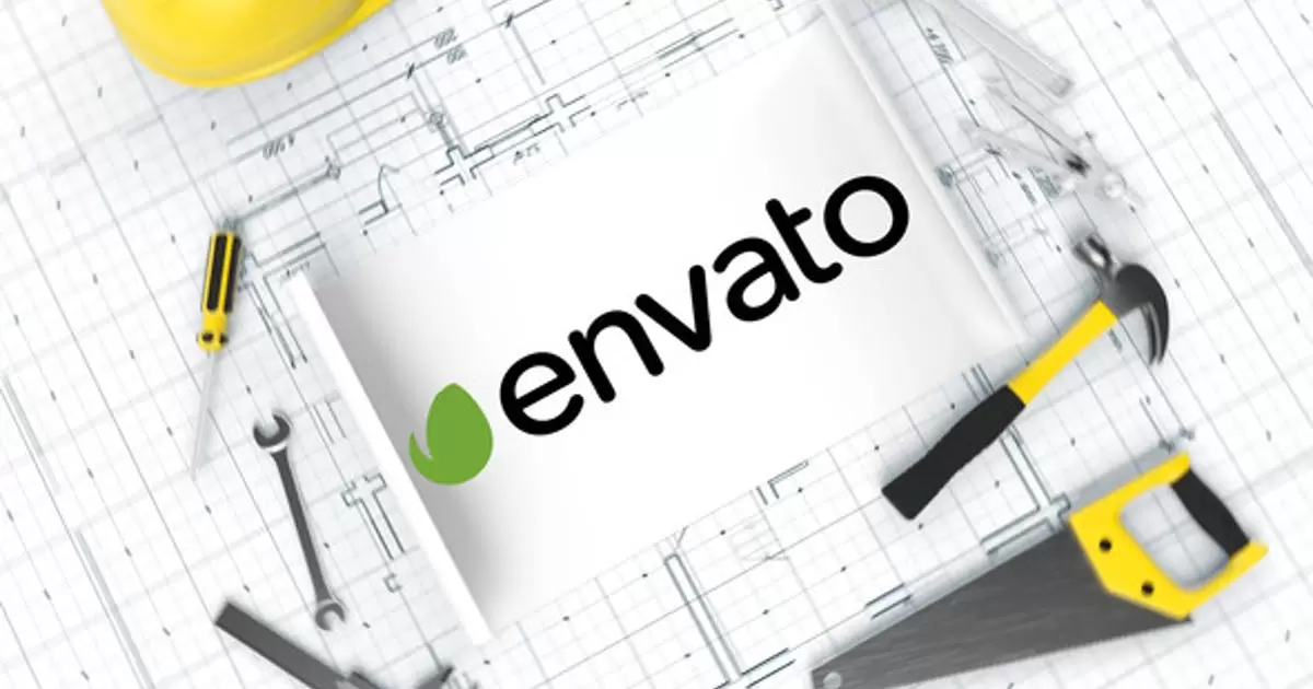 施工蓝图设计师标志AE模版Construction Blueprint Logo