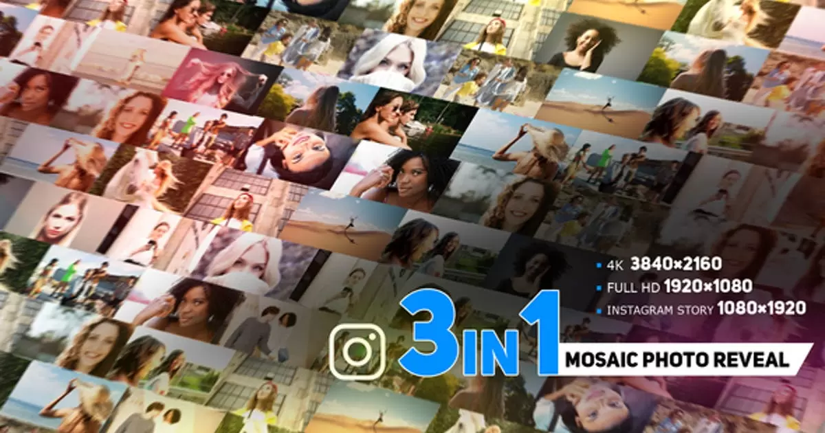 现代马赛克照片汇聚logo标志AE模版Modern Mosaic Photo Reveal