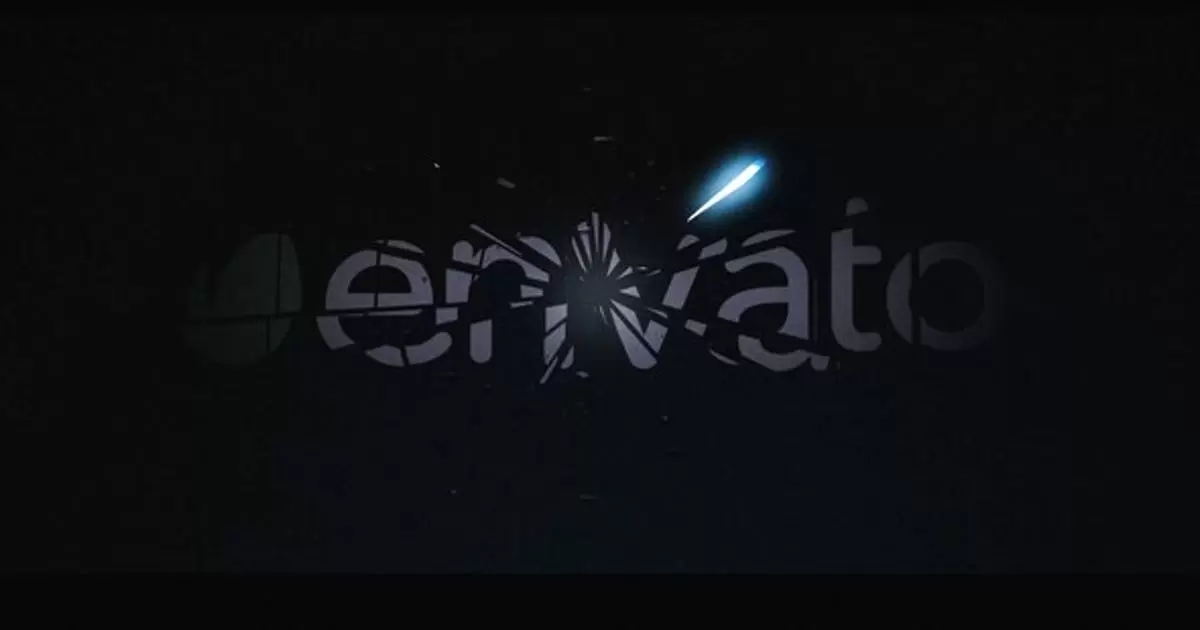 碎玻璃标志破碎logo显露AE模版Broken Glass Logo Reveal