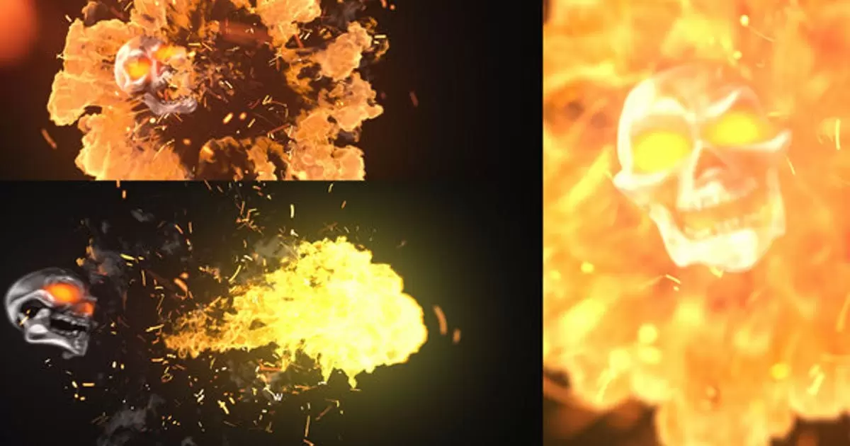 骷髅火焰燃烧logo标志揭示AE模版Skull Fire Logo Reveal