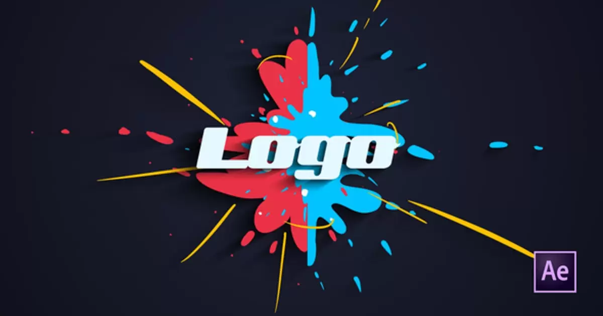 液体飞溅喷溅logo标志AE模版Liquid Splash Logo