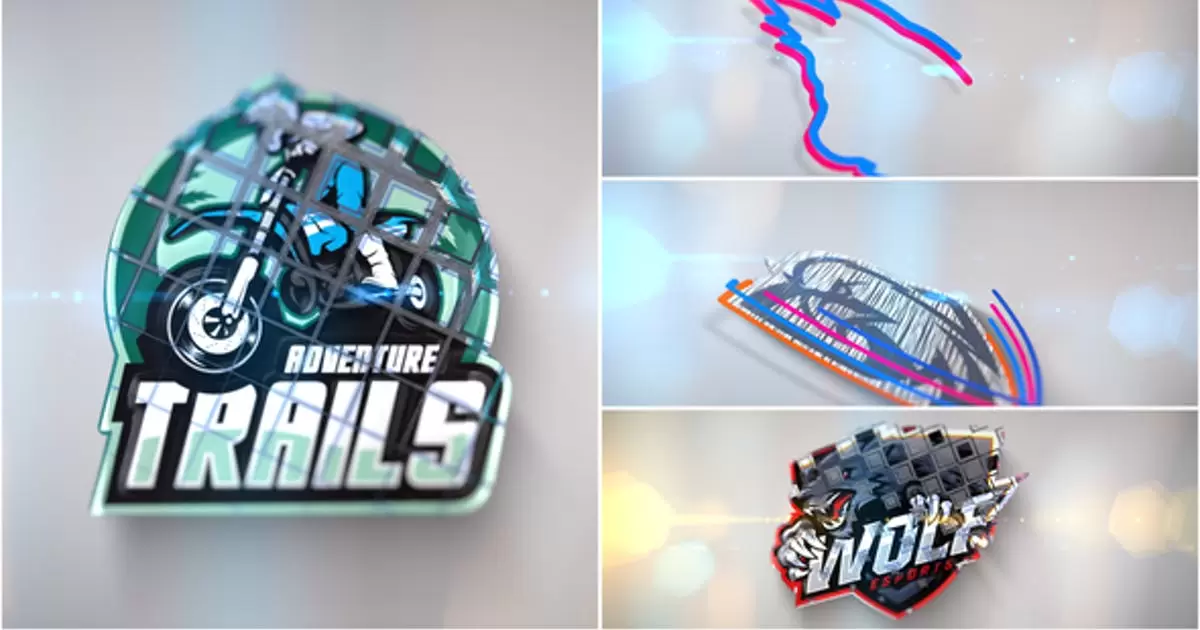 3D线条绘制logo标志显露AE模版3D Line Logo Reveal