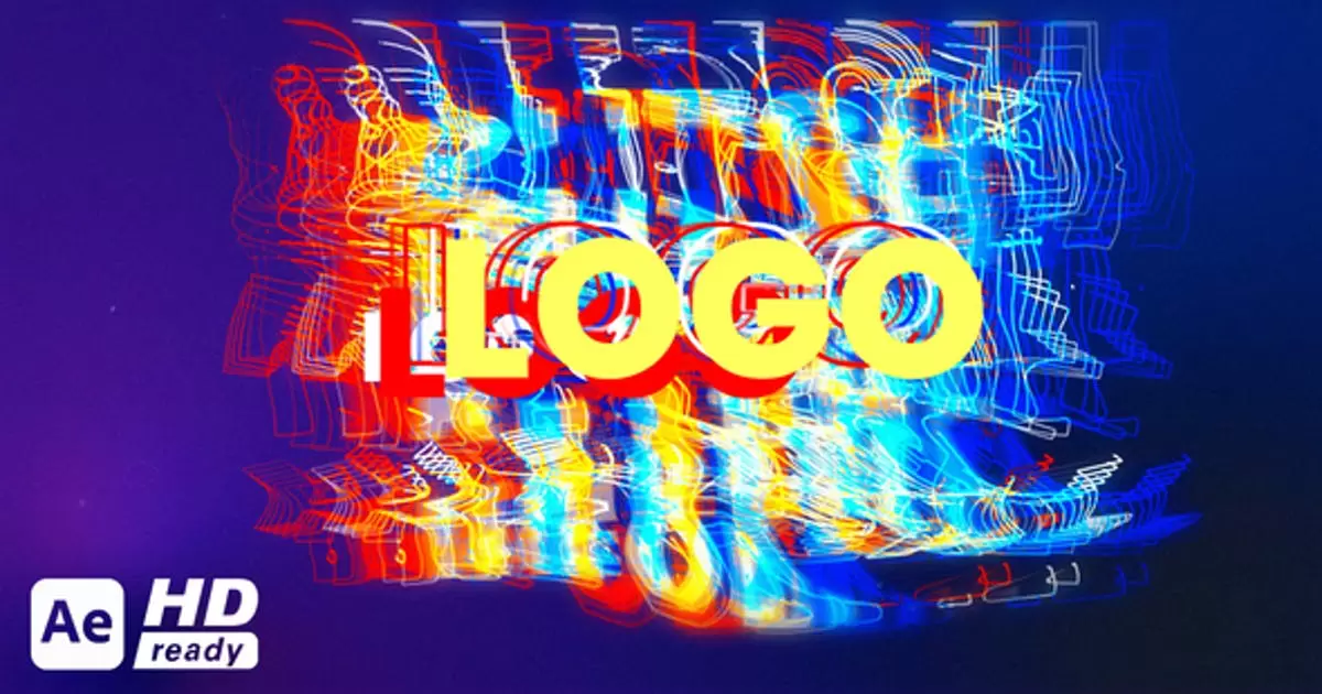 抽象艺术logo扭曲效果揭示AE模版Glitch Logo | Abstract Reveal