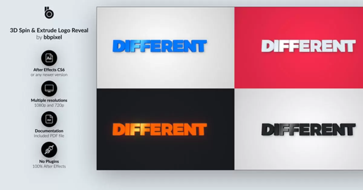 3D旋转和挤压logo标志揭示AE模版3D Spin & Extrude Logo Reveal