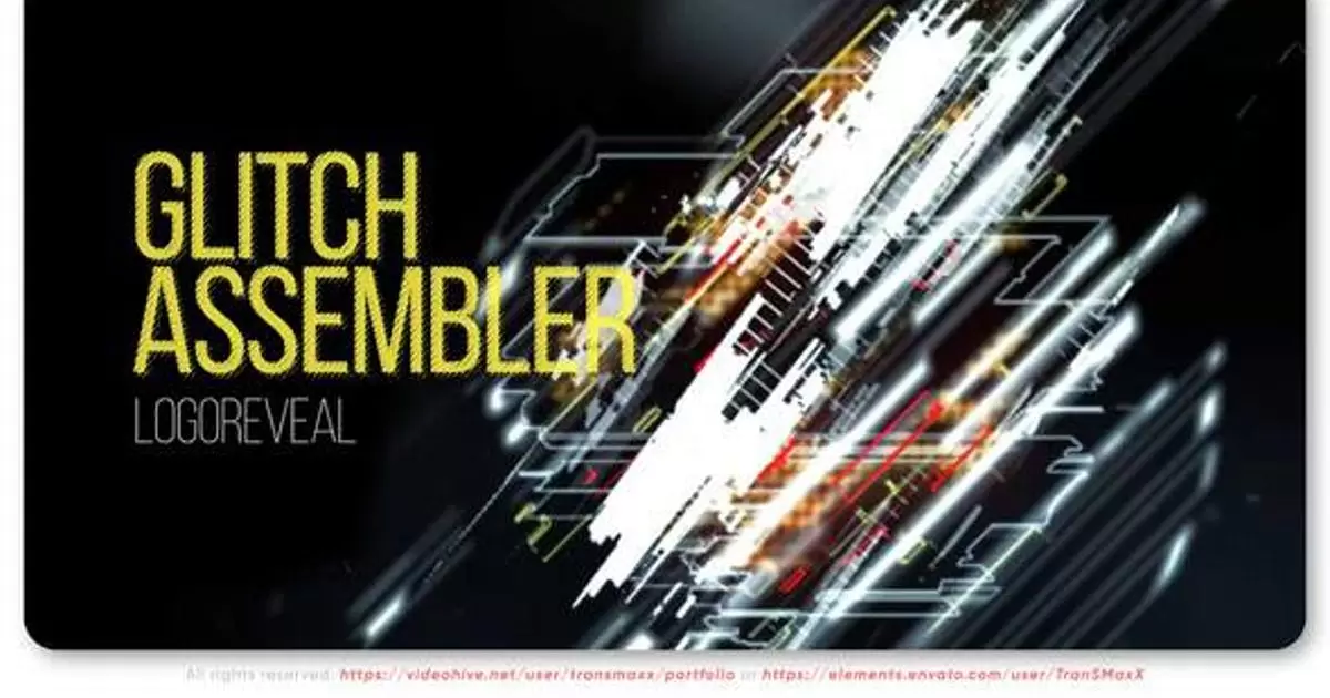 信号干扰logo汇编标志AE模版Glitch Assembler Logo
