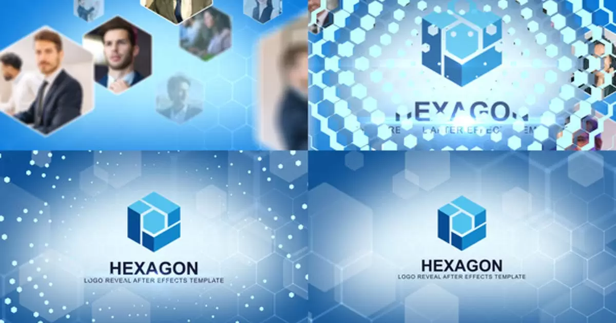 六角医疗科技行业logo标志简介AE模版Hexagon Logo Intro