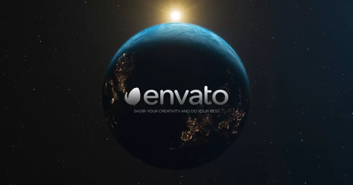 太空中的地球科幻电影logo片头AE模版Earth