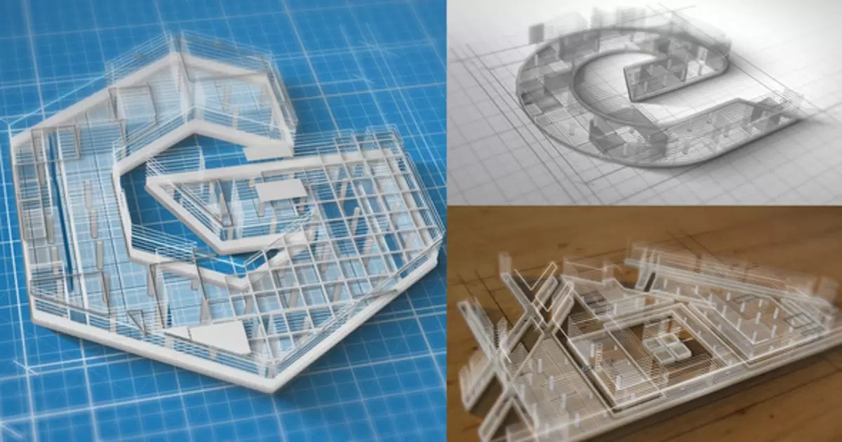logo标志构造三维结构设计动画AE模版Logo Construction