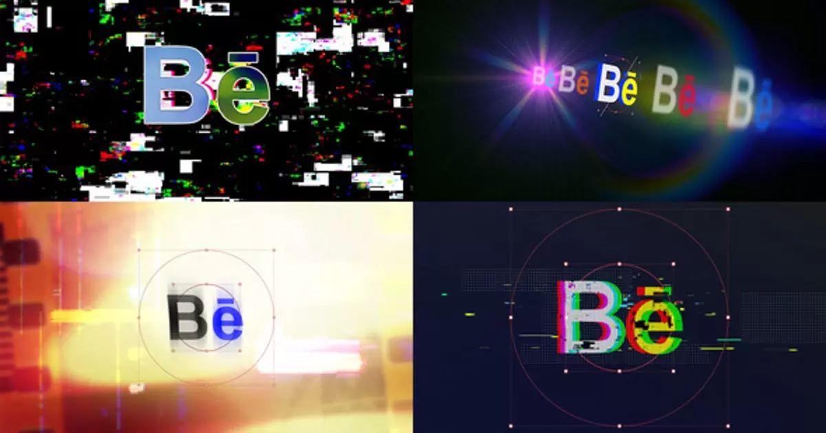 彩色标志抽象艺术logo故障AE模版Colorfull Logo Glitch