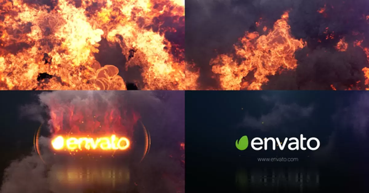火灾火焰燃烧爆炸logo标志AE模版Fire Explode Logo Opener